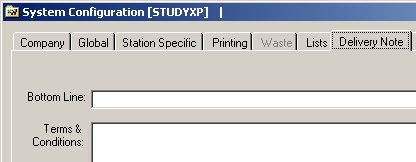  System Configuration - Delivery Note 